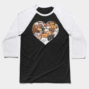 Heart of Whiskers: Kittens Forming a Heart Design Baseball T-Shirt